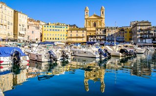 famous old town and harbor of bastia on corsica