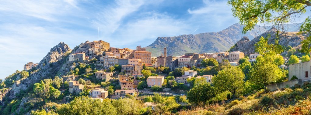 Landscape with Speloncato village in Corsica