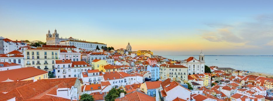 Lisbon Historical City Panorama, Alfama architecture, Portugal